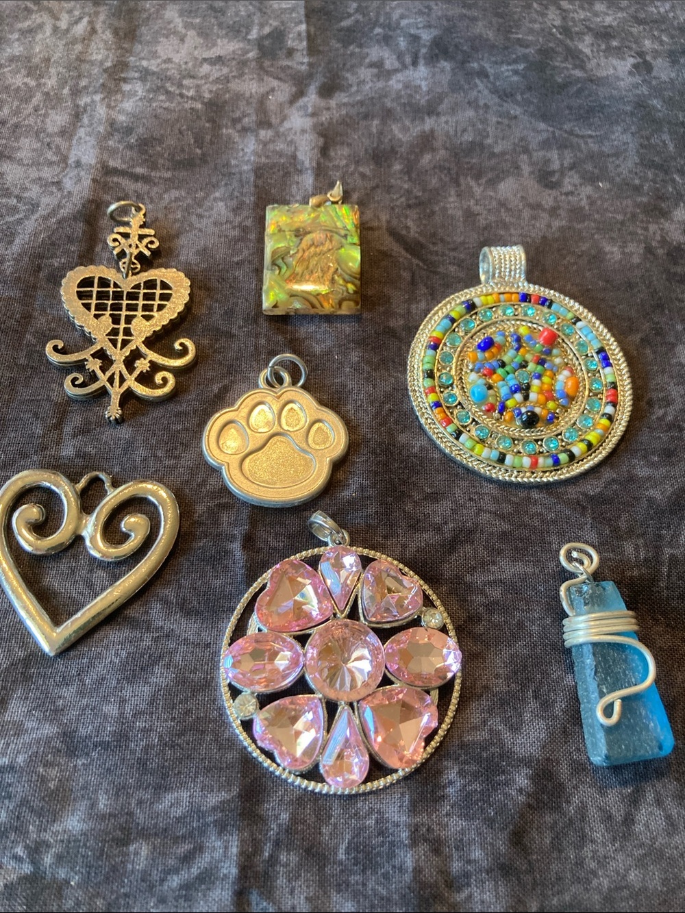 Reclaimed Pendant Lot 7 Pieces - Chain-ready